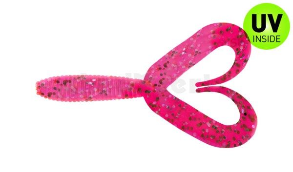 000607DT-042 Twister 3" Doubletail regulär (ca. 9,0 cm) hot pink glitter