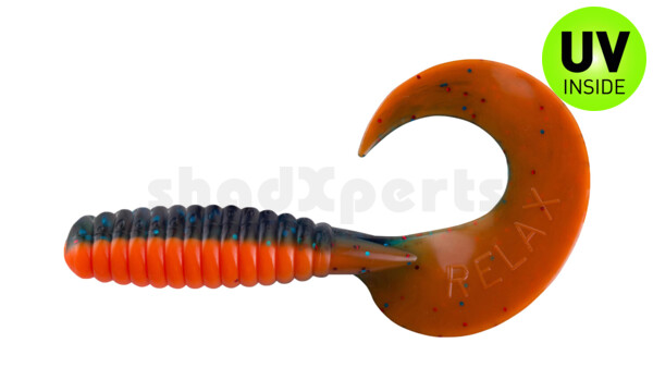 000513B902 Xtra Fat Grub 5,5" laminated (ca. 13,0 cm) orange / blue red glitter