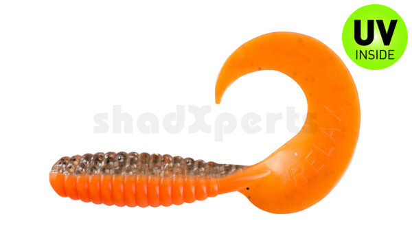 000513B032 Xtra Fat Grub 5,5" laminated (ca. 13,0 cm) orange  / clear gold ´n black flake