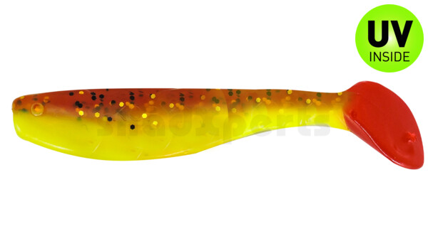 000208B110RT Kopyto-Classic 3" (ca. 8,0 cm) fluogelb  / olivebraun-Glitter / red tail