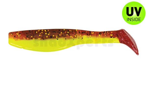 000211B110RT Kopyto-Classic 4" (ca. 11,0 cm) fluogelb  / olivebraun-Glitter / red tail