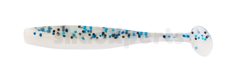 003407B078 Bass Shad 2,5" (ca. 7 cm) reinweiss / klar blau Glitter