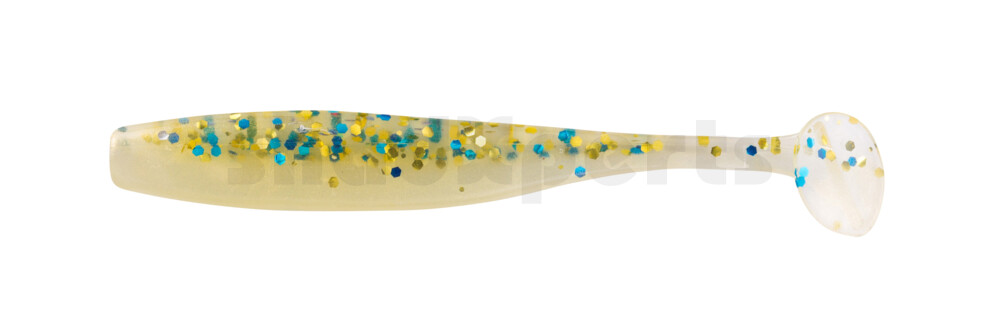 003407B099 Bass Shad 2,5" (ca. 7 cm) goldperl / klar blau Glitter