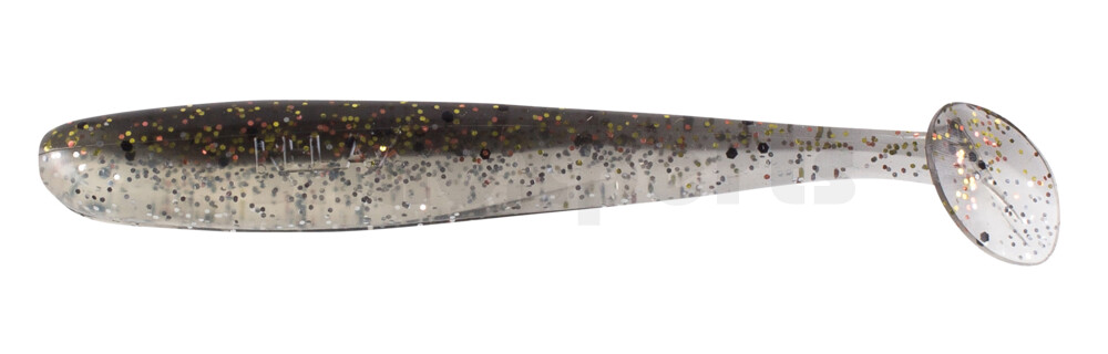 003408B586 Bass Shad 3“ (ca. 9 cm) clear silver glitter / smoke orange gold glitter