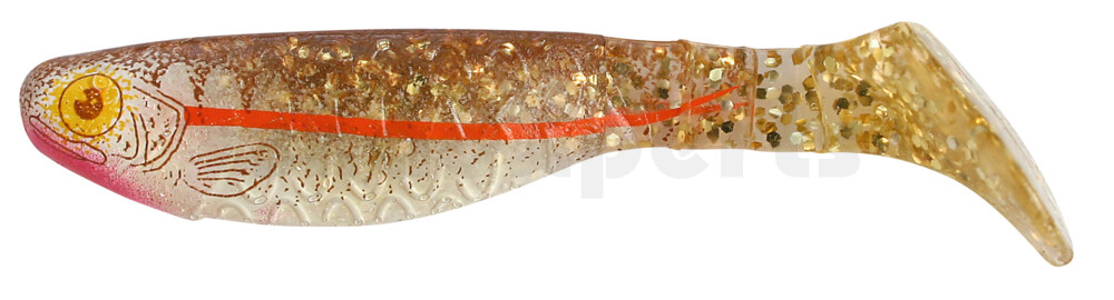 000208077ZB Kopyto-Nature 3" (ca. 8,0 cm) klar gold Glitter / Zander braun / Bauch: weiß