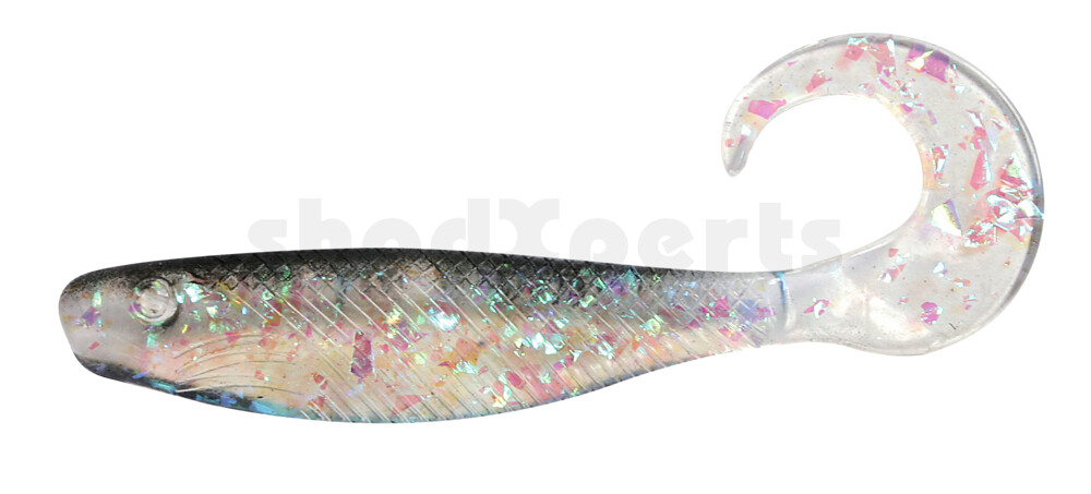 001307065 Shad Grub 2,5" (ca. 7,0 cm) klar silber-Glitter / schwarz