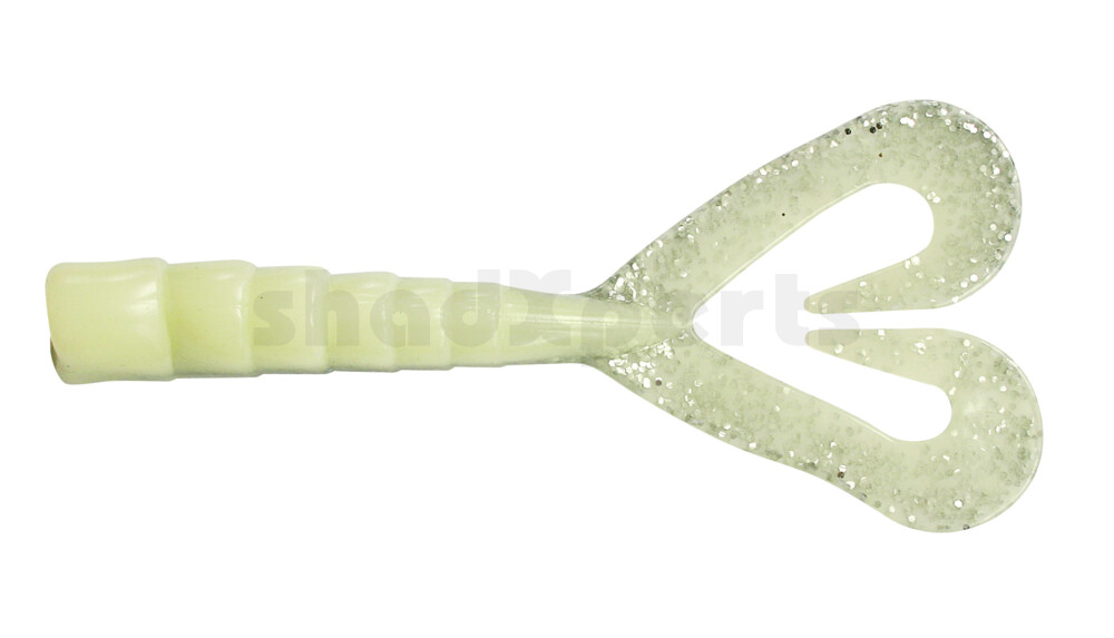 000610DT-03 Big Twin Tail 4"(ca.10cm) selbstleuchtend - silber Glitter