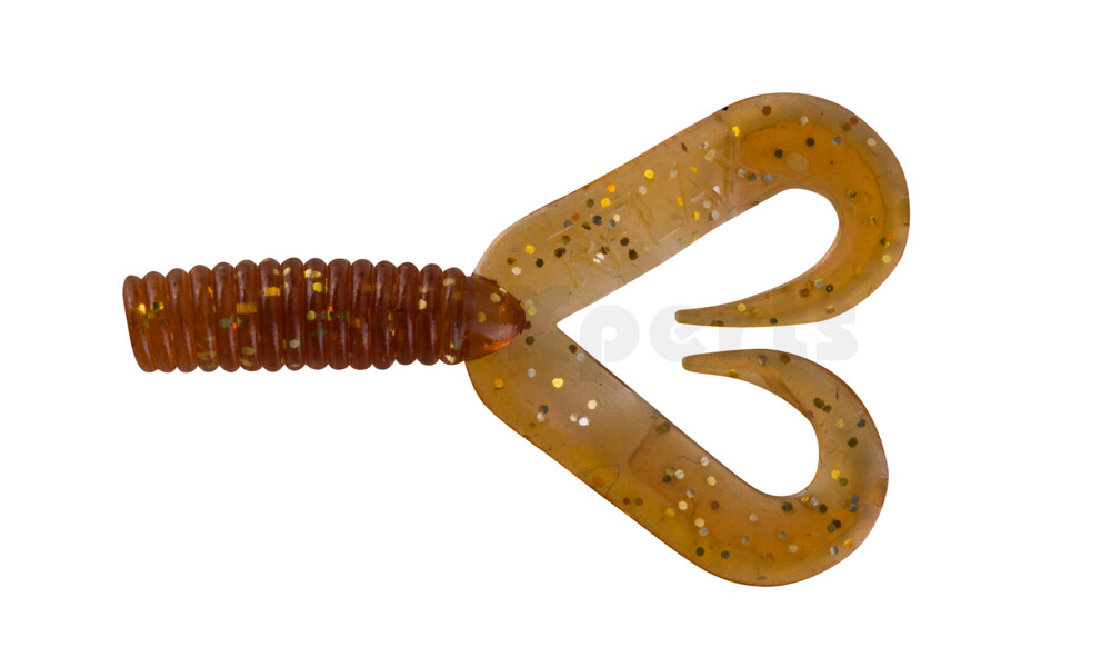 000604DT-101 Twister 2" Doubletail regulär (ca. 4,5 cm) klar bernstein glitter