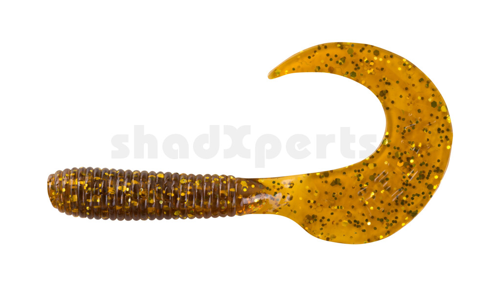 000606101 Twister 2,5" regulär (ca. 6,0 cm) klar bernstein glitter