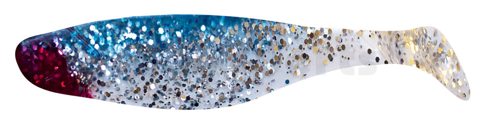 000411085 Xtra-Soft 4" (ca. 11,5 cm) klar silber-Glitter / blau