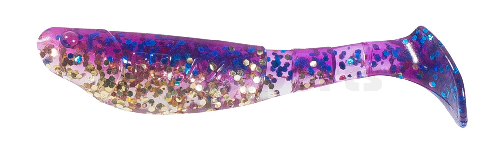 000207B313 Kopyto-Classic 2,5" (ca.7,0 cm) klar gold Glitter  / violett-electric blue Glitter