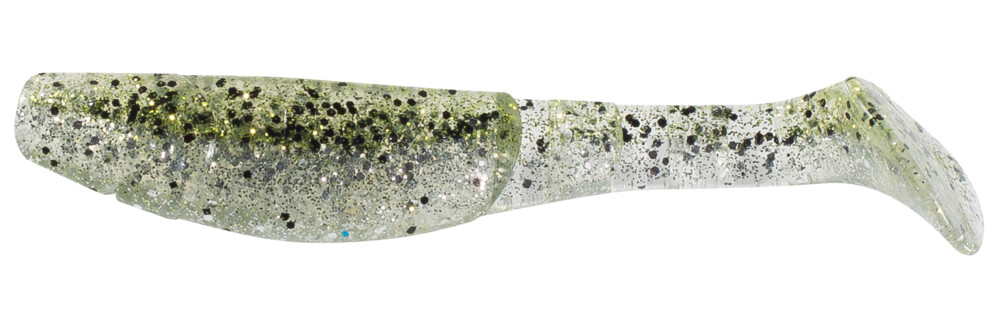 000211B303 Kopyto-Classic 4" (ca. 11,0 cm) klar silber Glitter / chartreuse Glitter