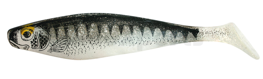 R423-064Z USA Printer 9" (ca. 23,0 cm) klar silber Glitter / Zander / Bauch: weiß