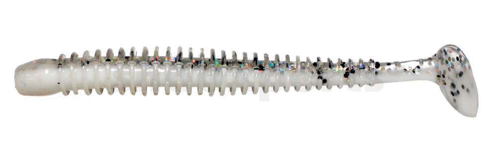 004010B008 Texas 4" (ca. 10 cm) reinweiss / klar salt´n pepper Glitter