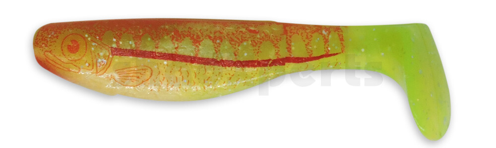 000207-L502 Kopyto-Nature 2,5" (ca.7,0 cm) fluogelb-orange-Gl./Zanderbedruckung