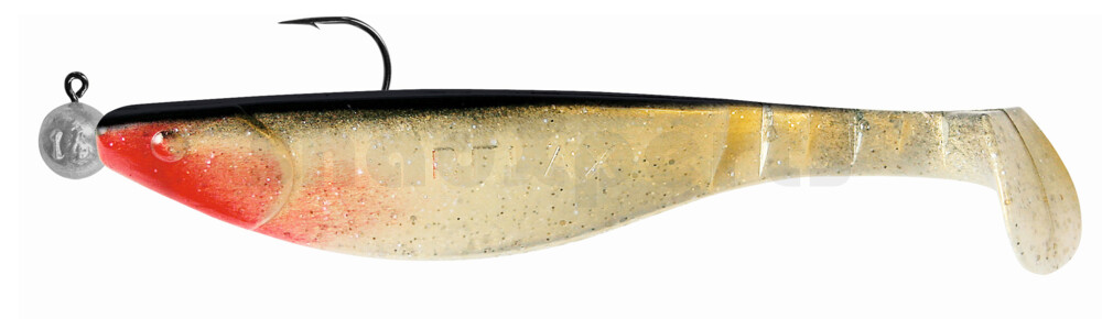 000216M050-14 Kopyto-River 6" (ca. 16,0 cm) goldperl-Glitter / schwarz, montiert auf MUXRO 10/0 10g