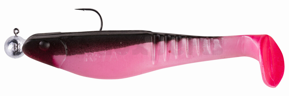 000812M154-14 Shark 4" (ca. 11,0 cm) bubblegum / schwarz, montiert auf SXRO 6/0 10g