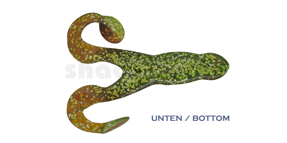 000312B054 Turbofrog 4" (ca.12,0 cm) grün (chartreuse)-Glitter / motoroil Glitter