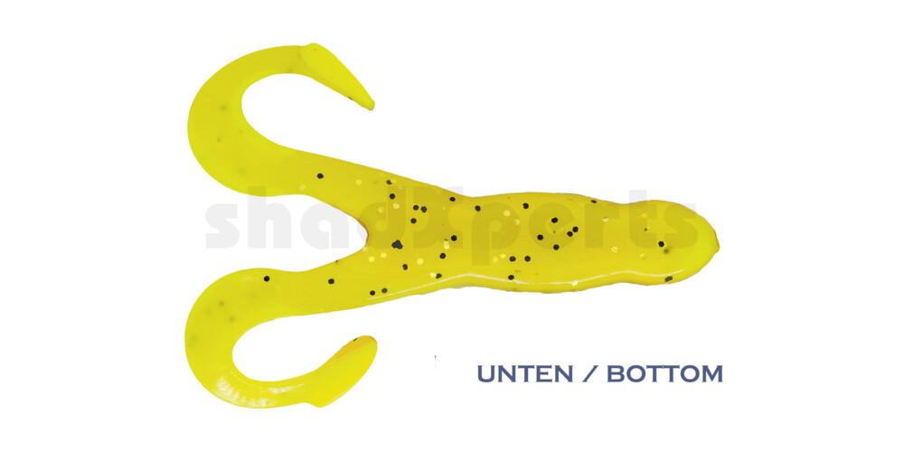 000312B110 Turbofrog 4" (ca.12,0 cm) fluogelb  / olivebraun-Glitter