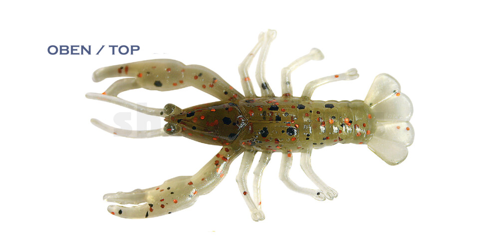 002306CF-12 Baby Crawfish 2" (6,5cm) perlweiss-klarolive schwarz+kupfer Glitter