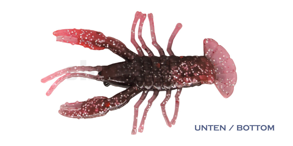 002306CF-05 Baby Crawfish 2" (6,5cm) blutrot-schwarz- mit rotem Glitter