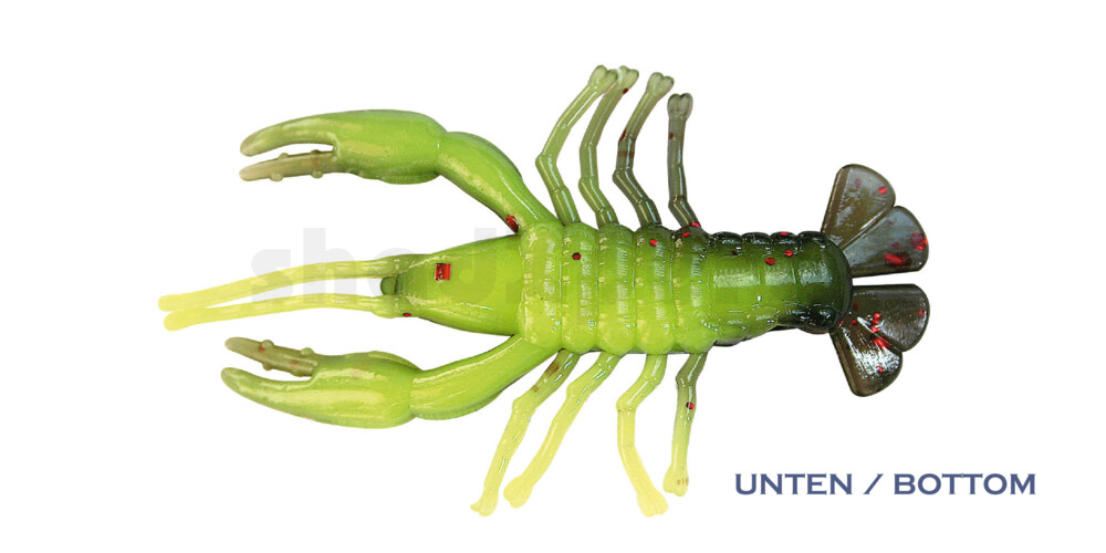 002306CF-07 Baby Crawfish 2" (6,5cm) fluogelb-schwarz roter Glitter