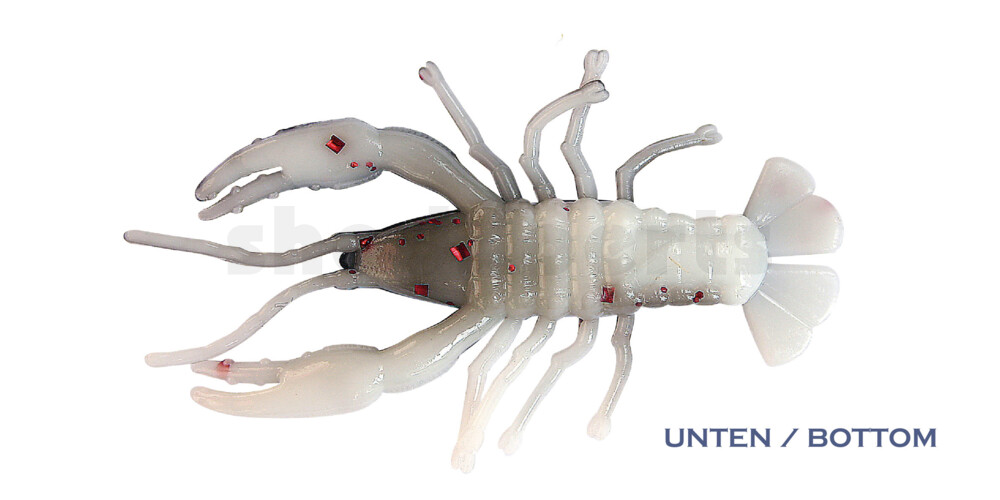 002304CF-10 Baby Crawfish 1" (4,5cm) reinweiss-schwarz roter Glitter