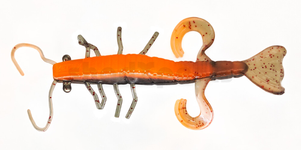 002208B208 Shrimp 3" (ca. 8,0 cm) orange-Glitter / schwarz-Glitter