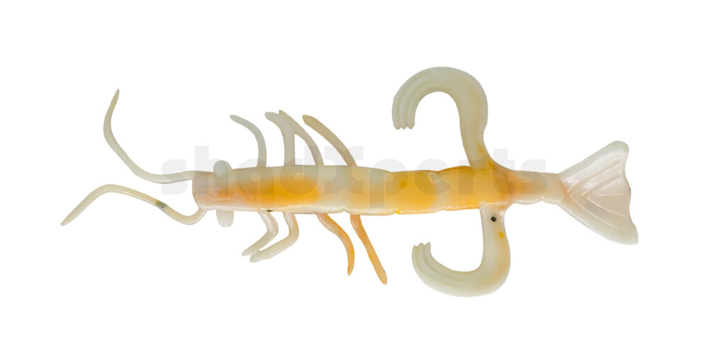 002208B072 Shrimp 3" (ca. 8,0 cm) reinweiss / olivebraun-Glitter