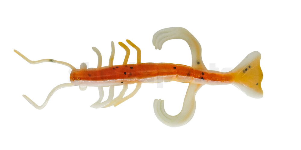 002208B072 Shrimp 3" (ca. 8,0 cm) reinweiss / olivebraun-Glitter