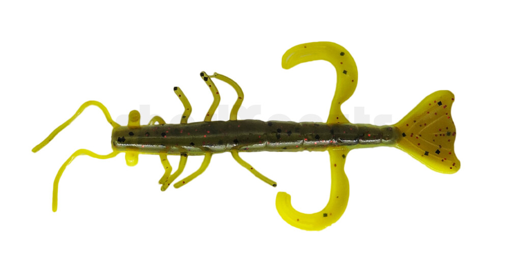 002208B092 Shrimp 3" (ca. 8,0 cm) gelb / Watermelon Glitter