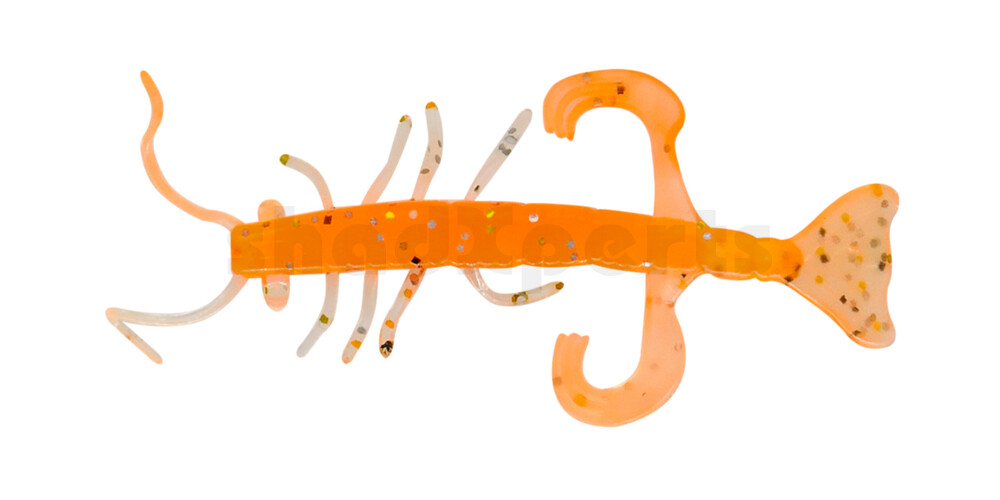 002208B032 Shrimp 3" (ca. 8,0 cm) orange / klar gold,schwarz Glitter