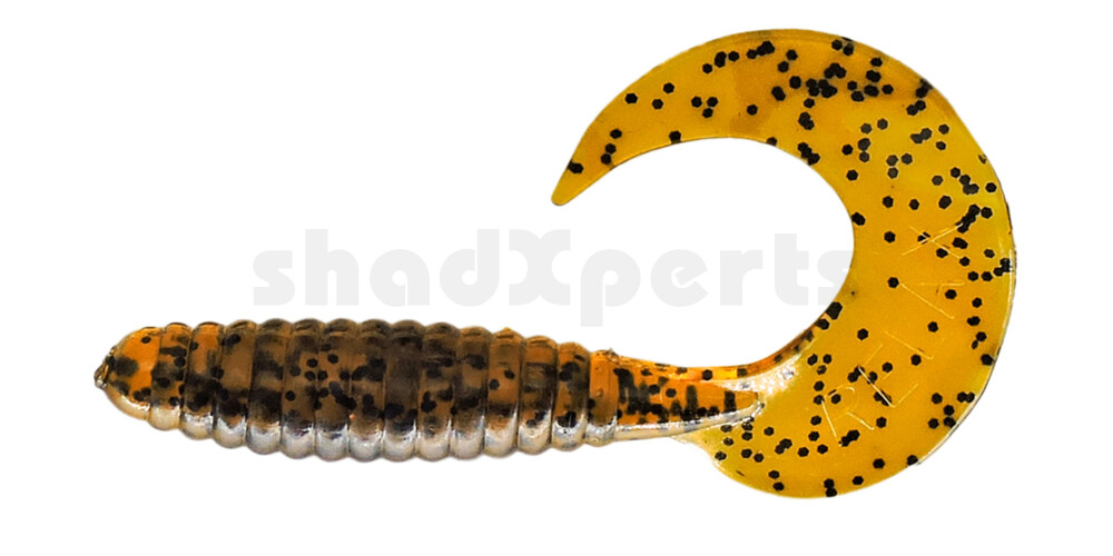 000608103 Twister 4" regulär (ca. 8,0 cm) klar bernstein schwarzer glitter