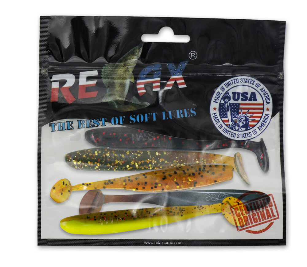 003408MIX3 Bass Shad 3" Farbmix motoroil Original Relax ZIP BAG (wiederverschließbar)