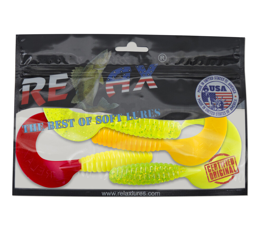 000613MIX2 Xtra Fat Grub 5,5" regulär Farbmix fluo Original Relax ZIP BAG (wiederverschließbar)