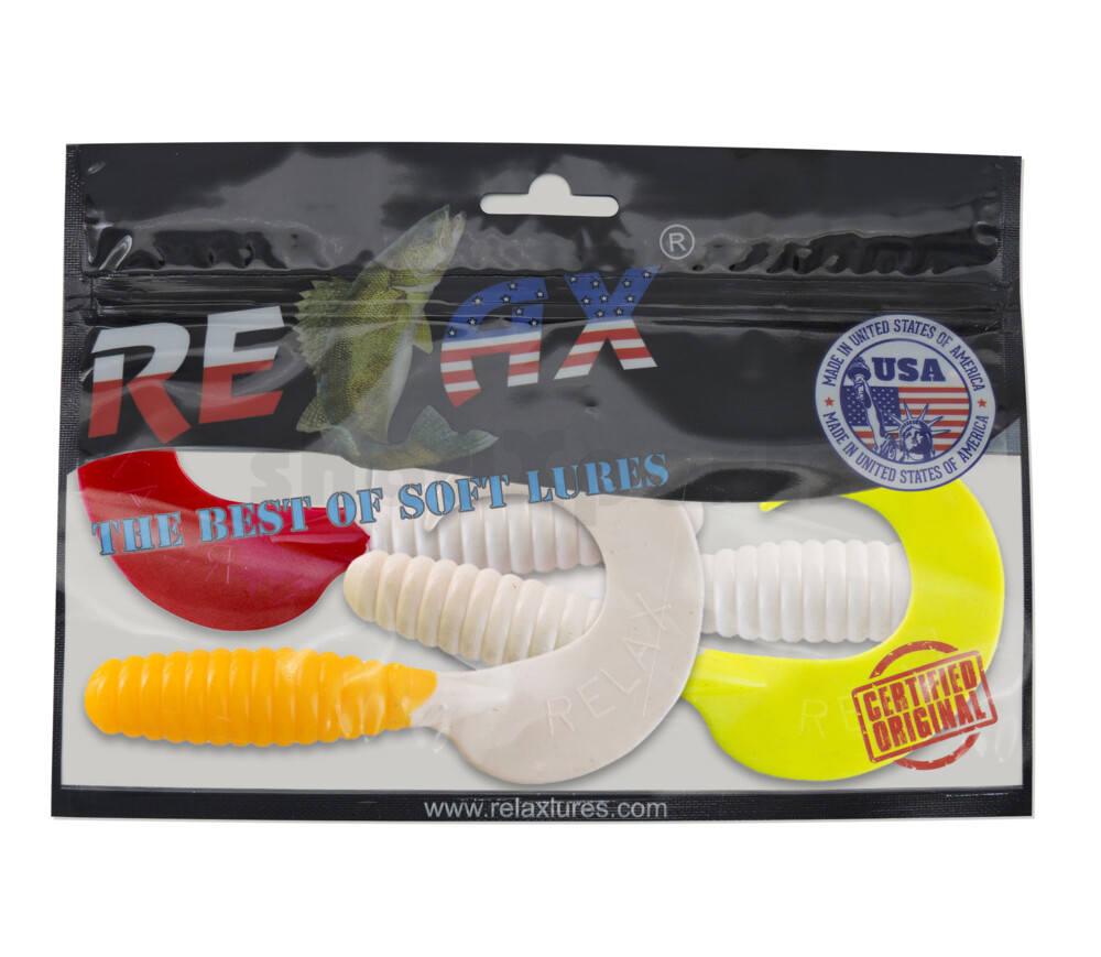 000613MIX5 Xtra Fat Grub 5,5" regulär Farbmix weiß Original Relax ZIP BAG (wiederverschließbar)