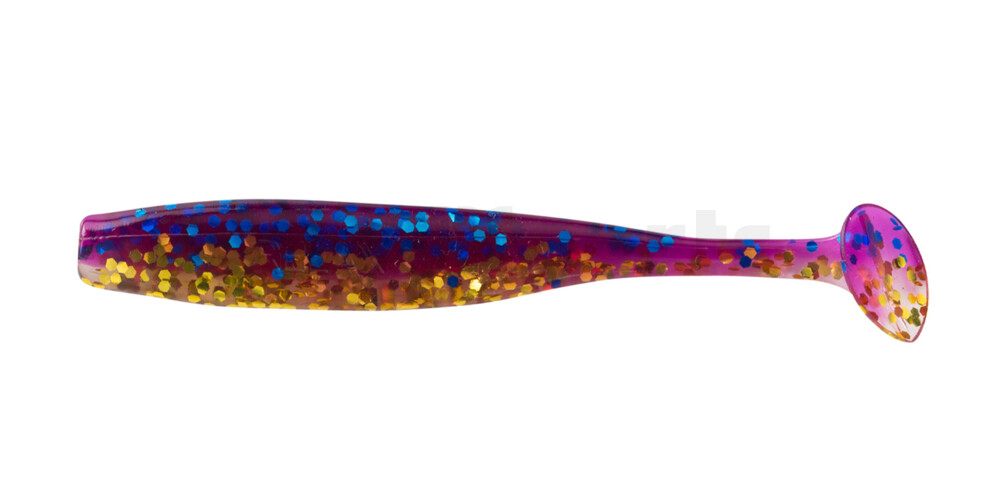 003407B313 Bass Shad 2,5" (ca. 7 cm) klar gold Glitter  / violett-electric blue Glitter