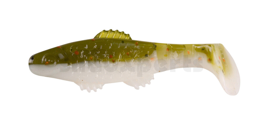 001005B188 Killer Shad 2" (ca. 5,0 cm) reinweiss / olive-tree-Glitter