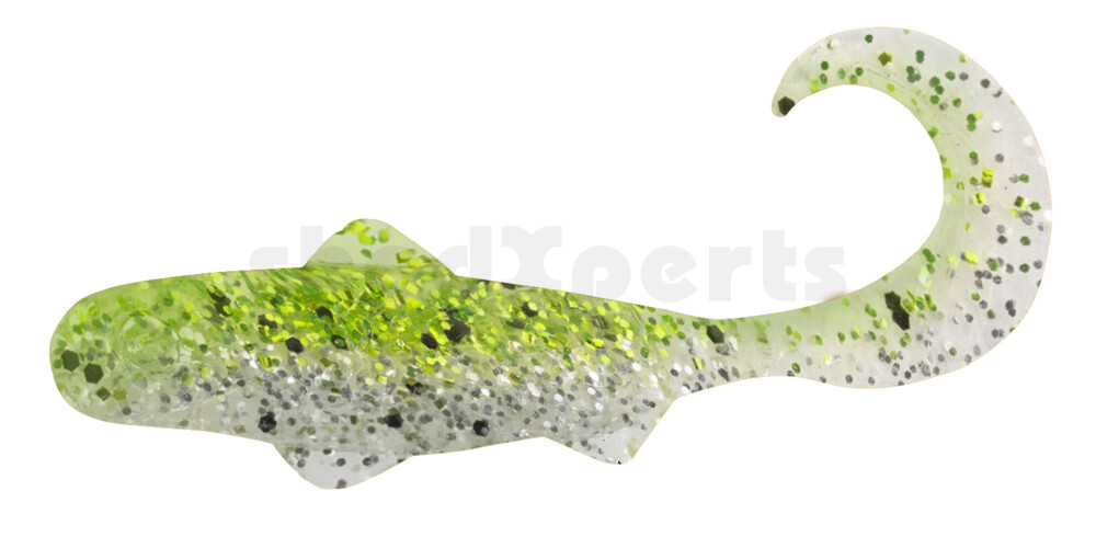 000908B303 Super Banjo 3" (ca. 7,5 cm) klar silber Glitter / chartreuse Glitter