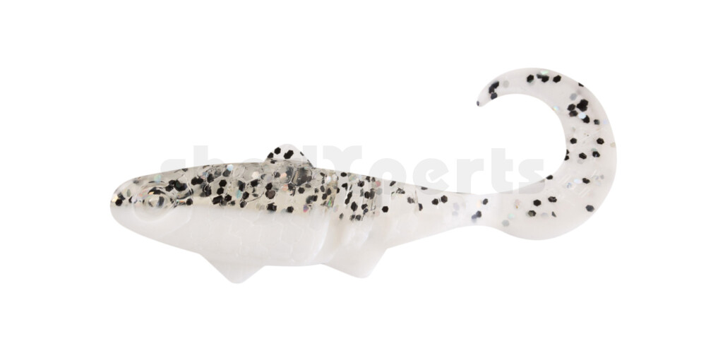 000905B008 Banjo Twister 2" (ca. 5,0 cm) reinweiss / klar salt´n pepper Glitter