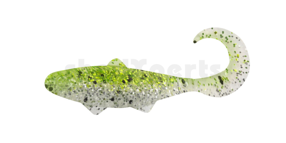 000905B303 Banjo Twister 2" (ca. 5,0 cm) klar silber Glitter / chartreuse Glitter