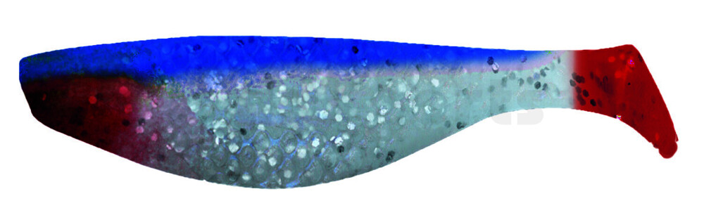 000108047R Aqua 3" (ca. 8,0 cm) blauperl-glitter / blau / red tail