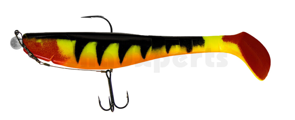 000220M055ZO-20 Kopyto Classic 8" (ca. 20,0 cm) fluogelb / Zander / bauch: orange, montiert MUXRO 12/0 20g, mit Beihänger