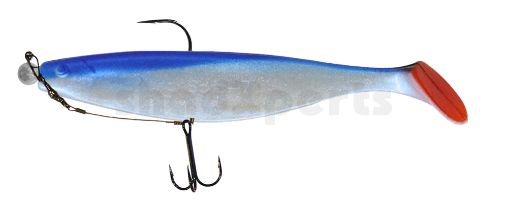 000418M047-20 Xtra-Soft 7" (ca. 18,0 cm) blauperl-Glitter / blau, montiert auf MUXRO 10/0 20g