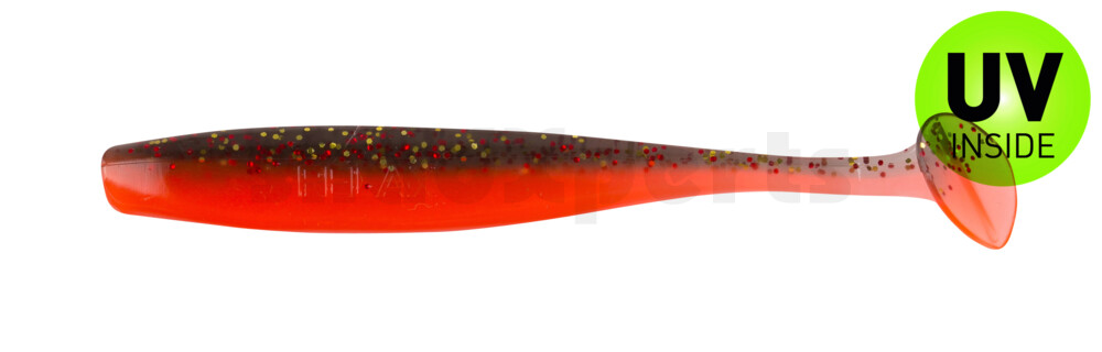 003407B317 Bass Shad 2,5" (ca. 7 cm) feuerrot / schwarz rot-gold Glitter
