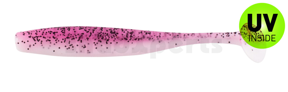 003407B320 Bass Shad 2,5" (ca. 7 cm) reinweiss / hot pink Glitter
