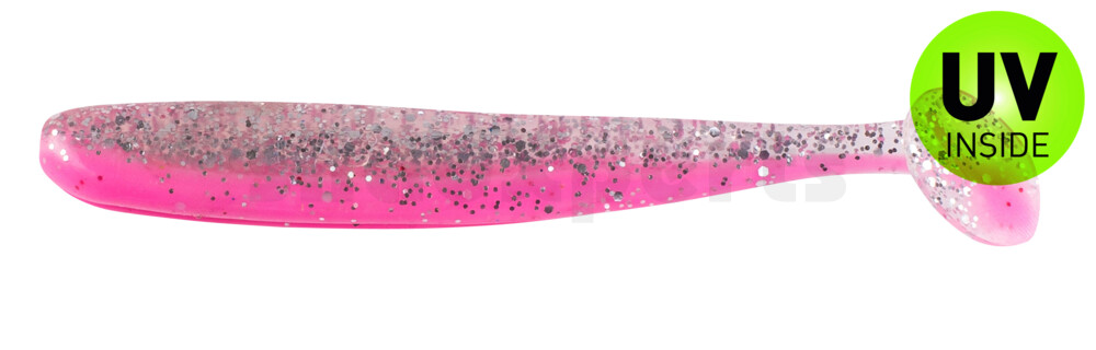 003408B300 Bass Shad 3“ (ca. 7,5 cm) bubblegum / klar silber Glitter