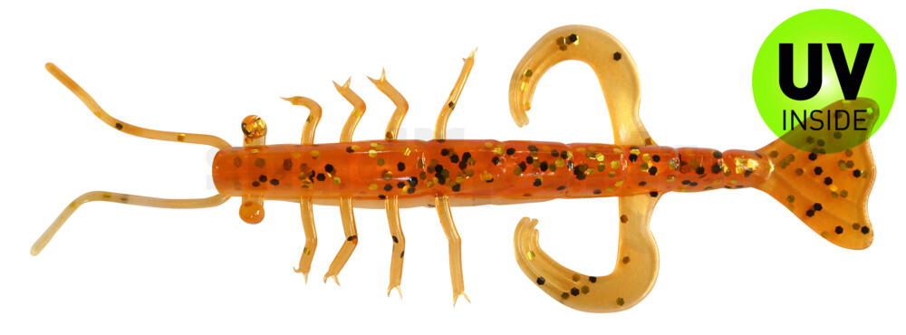 002208B023 Shrimp 3" (ca. 8,0 cm) goldperl / motoroil Glitter