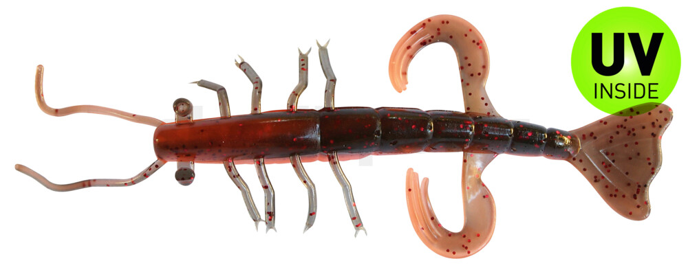 002208B068 Shrimp 3" (ca. 8,0 cm) orange-Glitter / olivebraun-Glitter