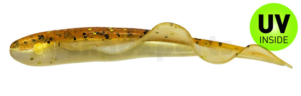 001508B023 Wing Shad 3" (ca. 8,5 cm) goldperl / motoroil Glitter